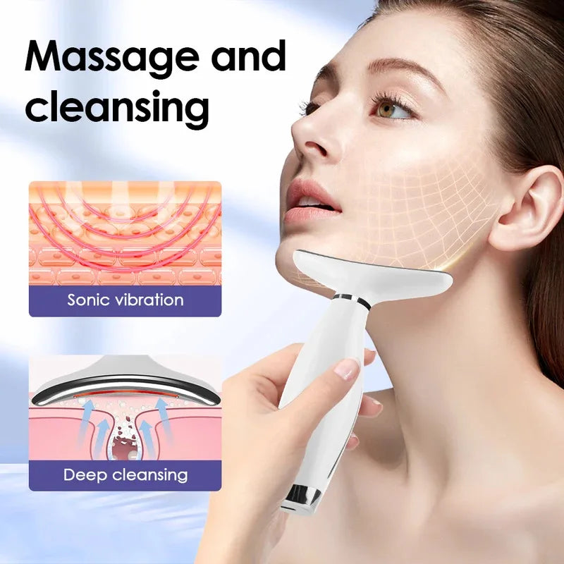 7 Colors LED Lights Face Neck Beauty Device Vibration Massage