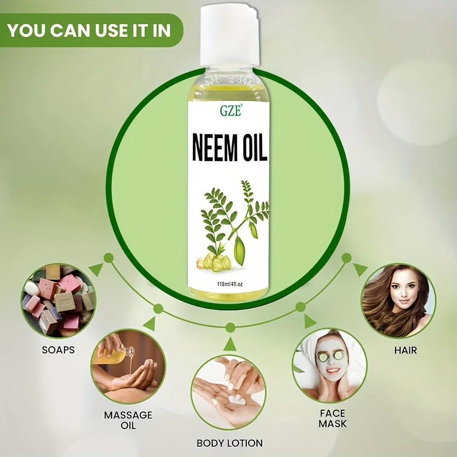 Neem Oil for Skin, Hair Growth Undiluted Cold-Pressed