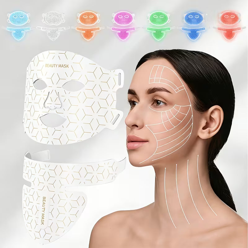 Silicone LED Mask Face With Neck 7 Colors LED Photon