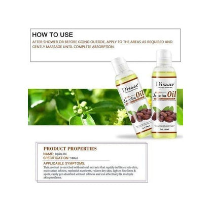 Jojoba Oil, Pure Moisturising Oil For Face, Hair, Skin & Nails