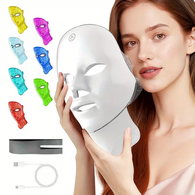 Silicone LED Mask Face With Neck 7 Colors LED Photon