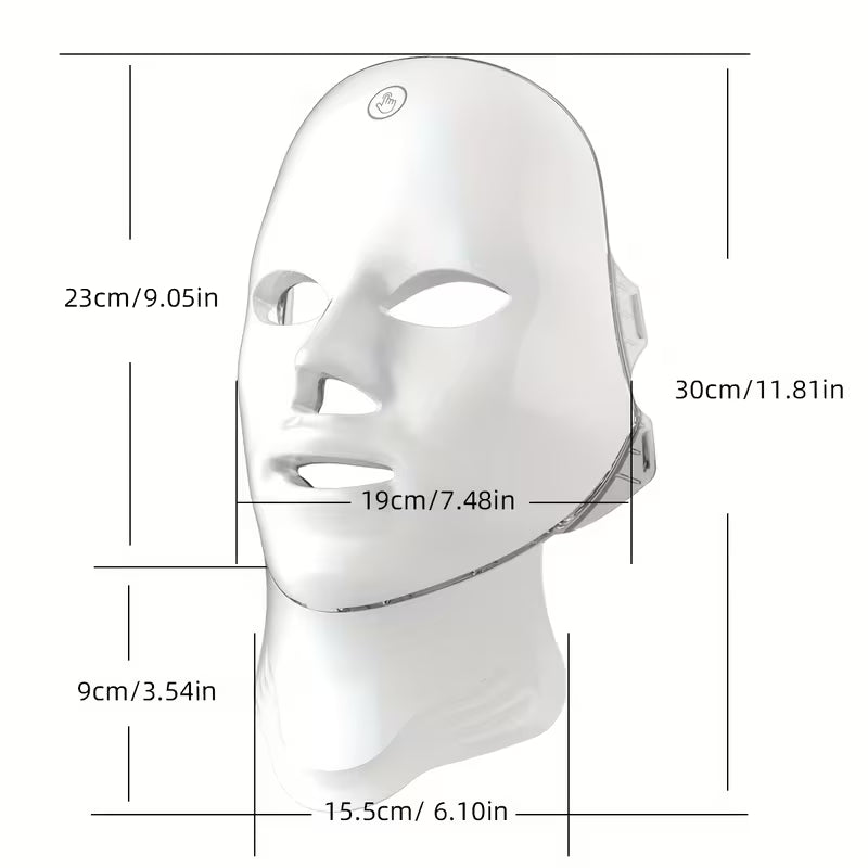 Silicone LED Mask Face With Neck 7 Colors LED Photon