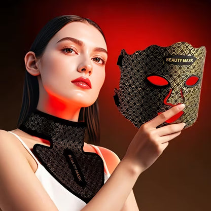 Silicone LED Mask Face With Neck 7 Colors LED Photon