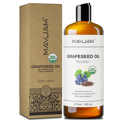16fl.Oz Organic Grapeseed Oil for Skin Care, Cold Pressed