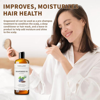 16fl.Oz Organic Grapeseed Oil for Skin Care, Cold Pressed