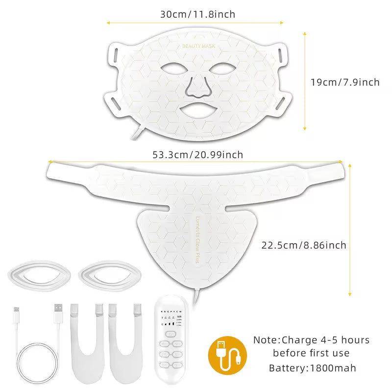 Silicone LED Mask Face With Neck 7 Colors LED Photon