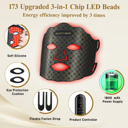 Silicone LED Mask Face With Neck 7 Colors LED Photon