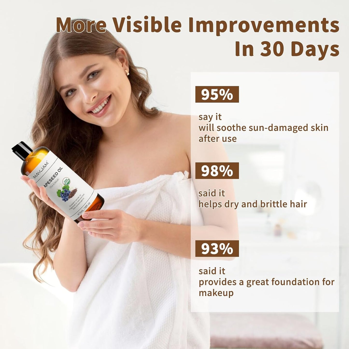 16fl.Oz Organic Grapeseed Oil for Skin Care, Cold Pressed