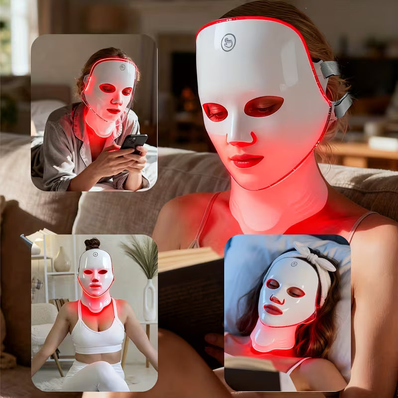 Silicone LED Mask Face With Neck 7 Colors LED Photon