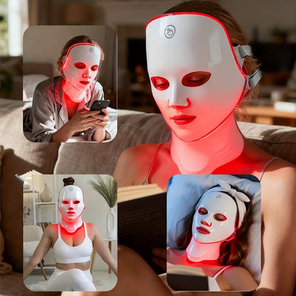 Silicone LED Mask Face With Neck 7 Colors LED Photon