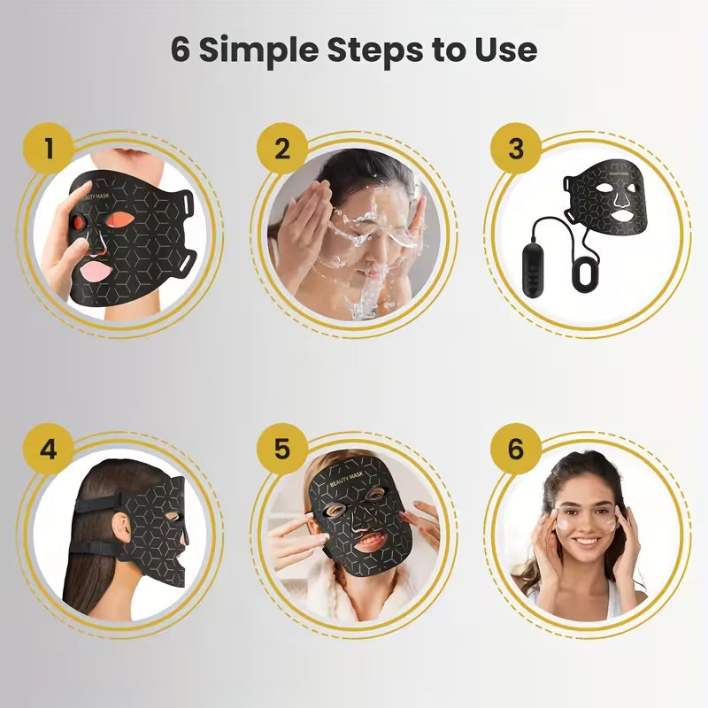 Silicone LED Mask Face With Neck 7 Colors LED Photon