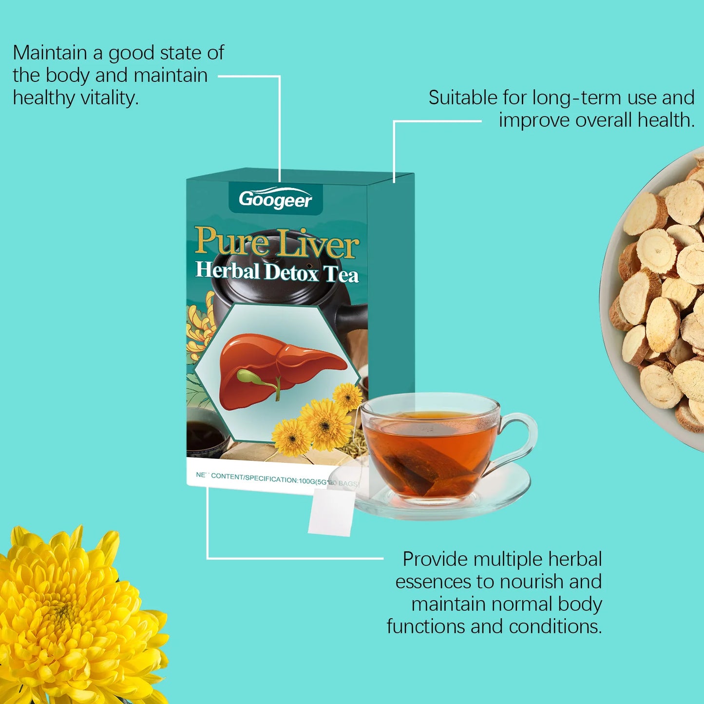 100g Liver Herbal Detox Tea Support Health