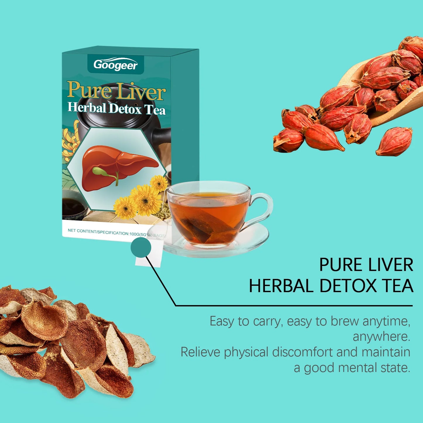 100g Liver Herbal Detox Tea Support Health