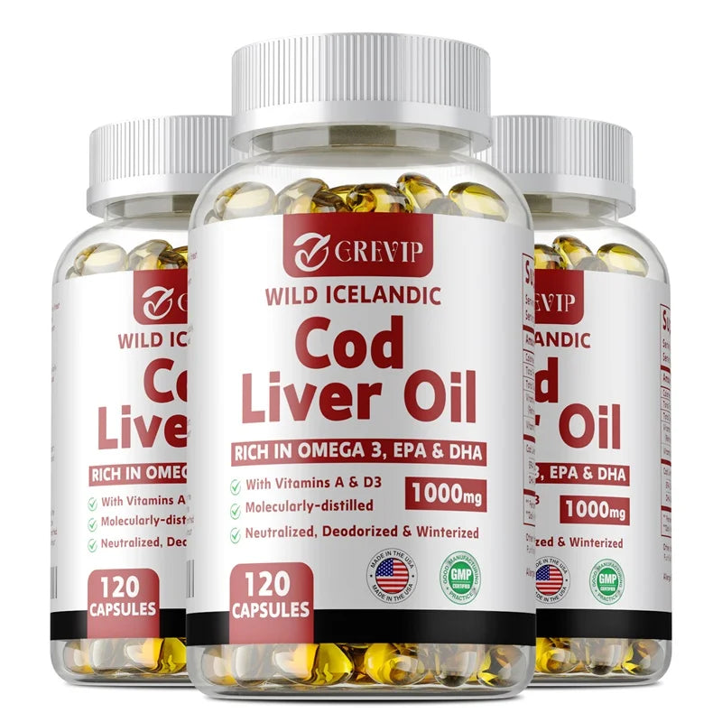 Cod Liver Oil Capsules Vitamins A & D and DHA Support
