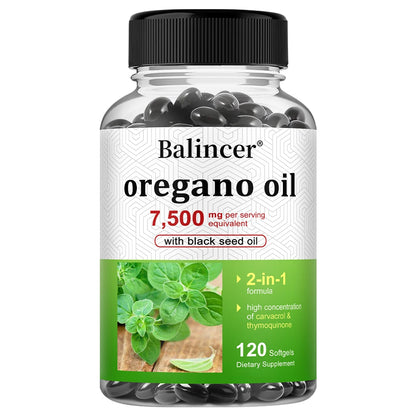 Oregano Oil 7,500 Mg, with Black Seed Oil for Immune Health