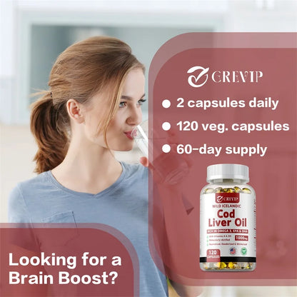 Cod Liver Oil Capsules Vitamins A & D and DHA Support