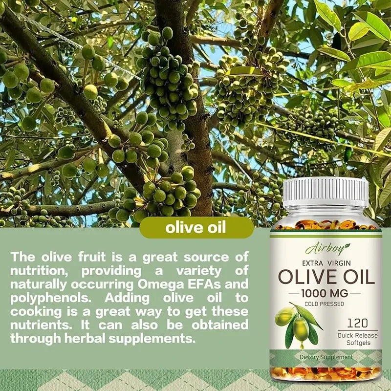 Olive Oil Capsules 1000mg - Supports Heart, Cardiovascular Health