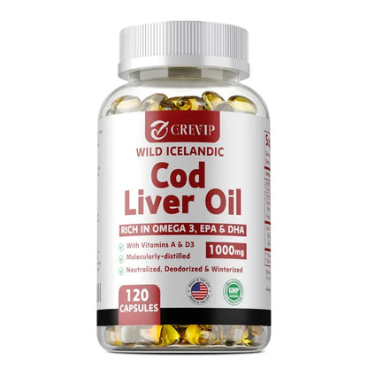 Cod Liver Oil Capsules Vitamins A & D and DHA Support