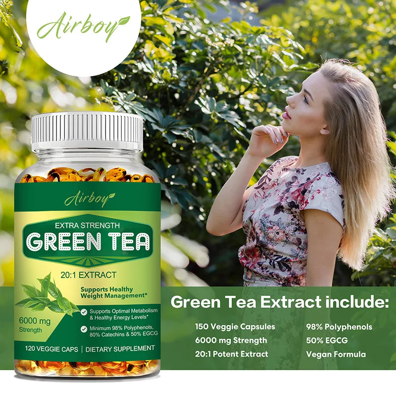 Green Tea Capsules - with 98% Polyphenols, 50% EGCG