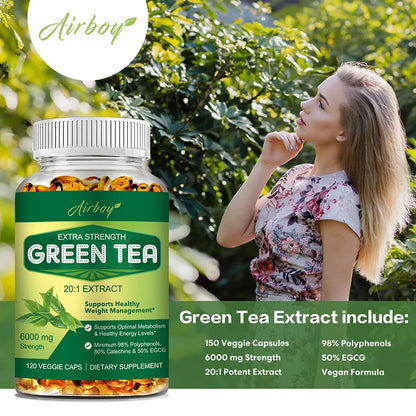 Green Tea Capsules - with 98% Polyphenols, 50% EGCG