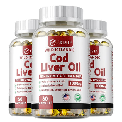 Cod Liver Oil Capsules Vitamins A & D and DHA Support