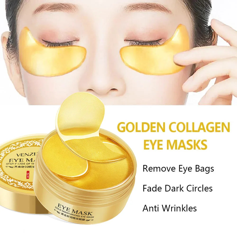 60pcs/box Seaweed Gold Collagen Eye Mask Anti Dark Circles Patches