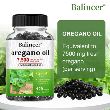 Oregano Oil 7,500 Mg, with Black Seed Oil for Immune Health