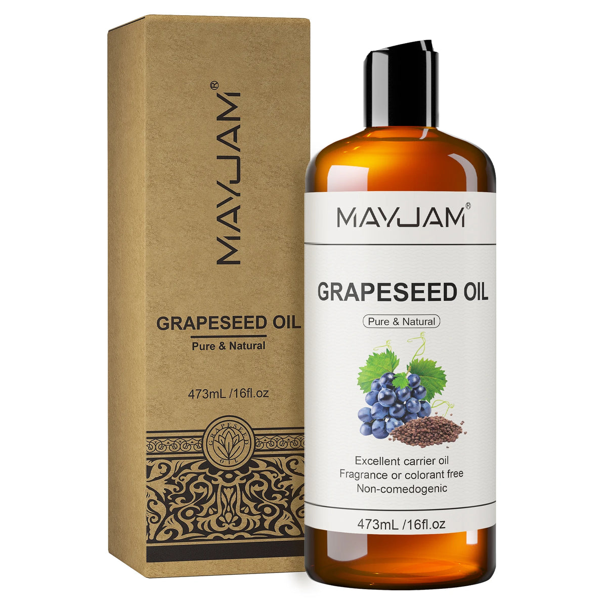 16fl.Oz Organic Grapeseed Oil for Skin Care, Cold Pressed