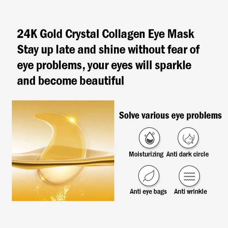 60pcs/box Seaweed Gold Collagen Eye Mask Anti Dark Circles Patches