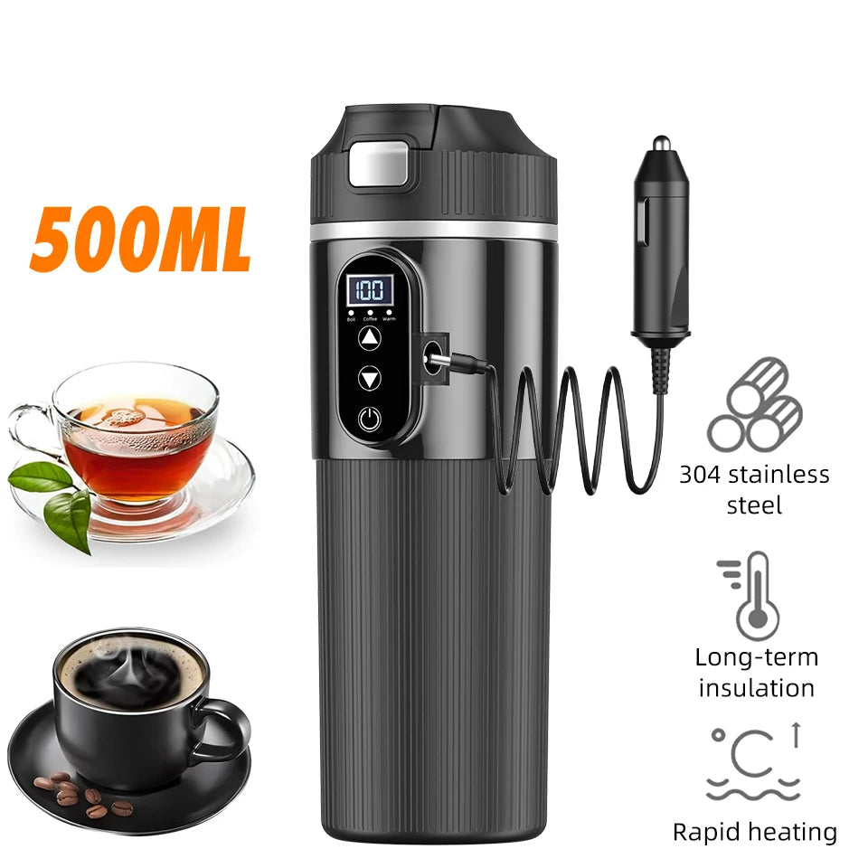 12V/24V 500ML Electric Heating Cup Kettle 304Stainless