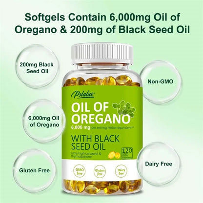 Oregano Oil Softgels 6000mg - Natural Antioxidant and Immune Support