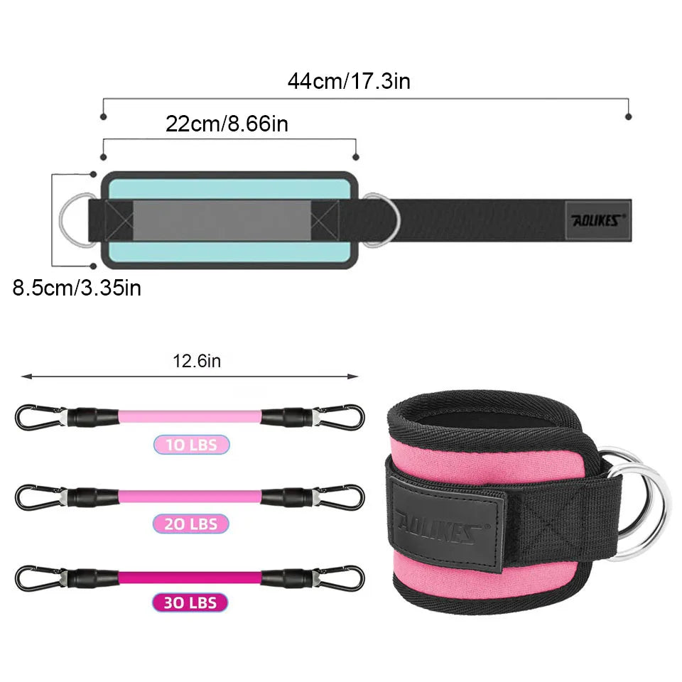 Cable Ankle Straps Double D-Ring Ankle Cuffs