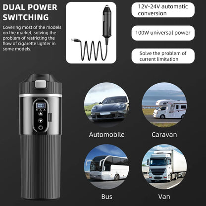 12V/24V 500ML Electric Heating Cup Kettle 304Stainless