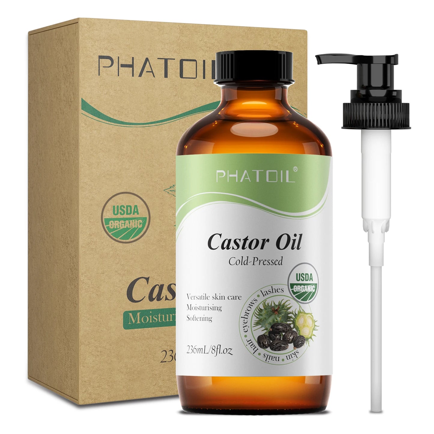 Organic Castor Oil Cold Pressed 100% 118ml/236ml