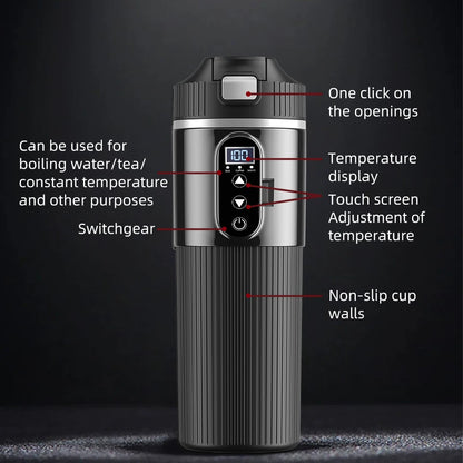 12V/24V 500ML Electric Heating Cup Kettle 304Stainless