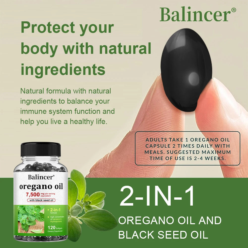 Oregano Oil 7,500 Mg, with Black Seed Oil for Immune Health