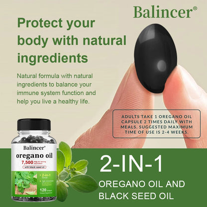 Oregano Oil 7,500 Mg, with Black Seed Oil for Immune Health