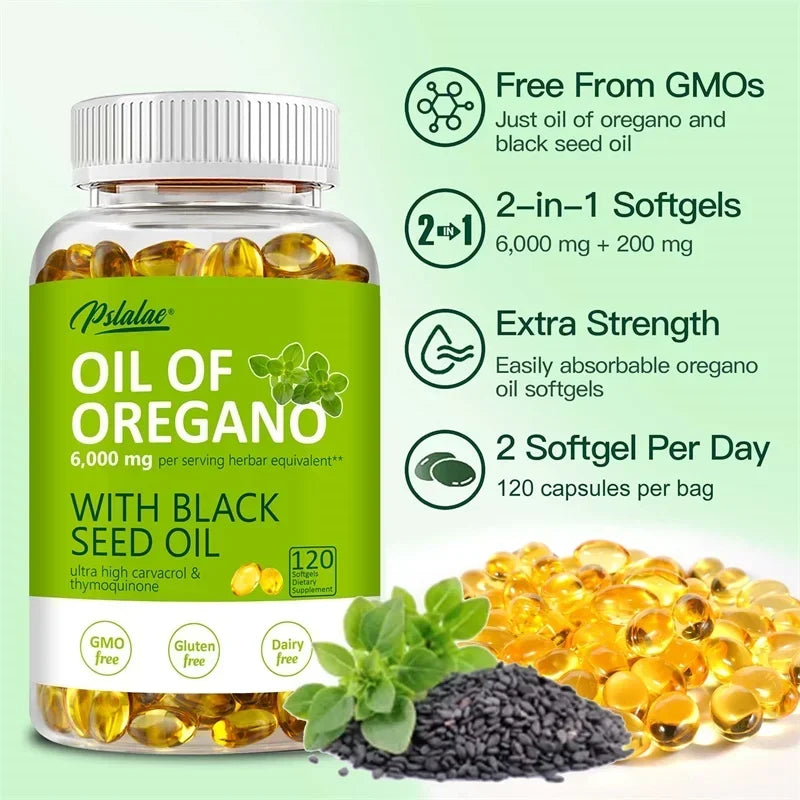 Oregano Oil Softgels 6000mg - Natural Antioxidant and Immune Support