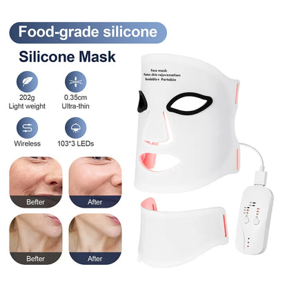 Silicone LED Mask Face With Neck 7 Colors LED Photon