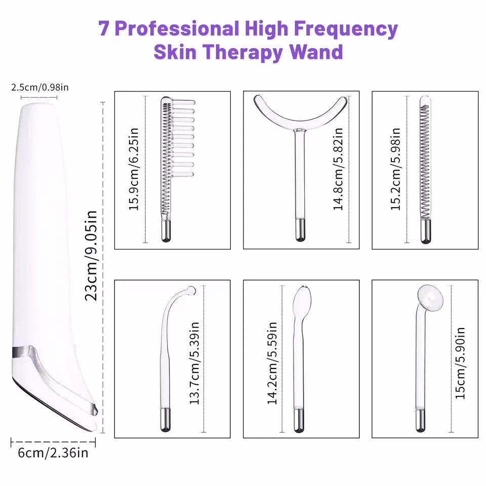 6 in 1 Touch Panel High Frequency Facial Machine Electrotherapy Wand