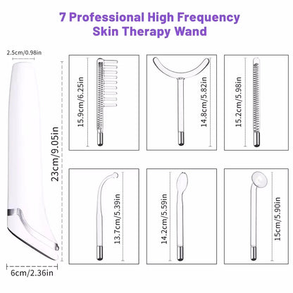 6 in 1 Touch Panel High Frequency Facial Machine Electrotherapy Wand