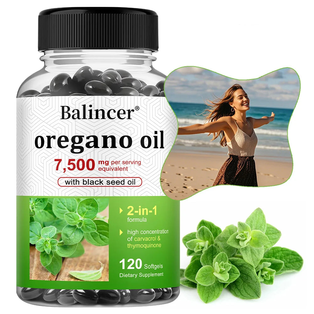 Oregano Oil 7,500 Mg, with Black Seed Oil for Immune Health