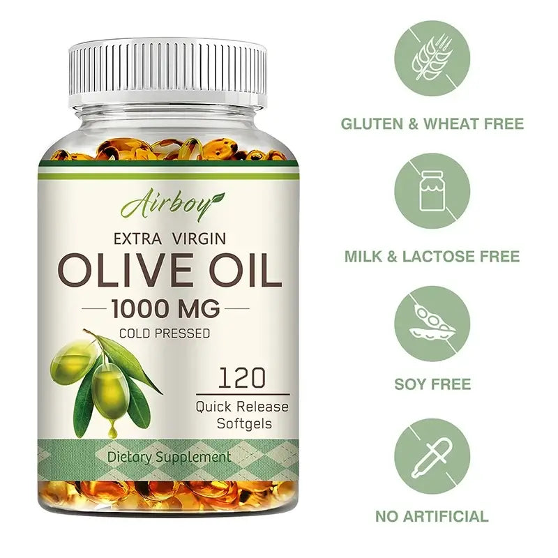 Olive Oil Capsules 1000mg - Supports Heart, Cardiovascular Health