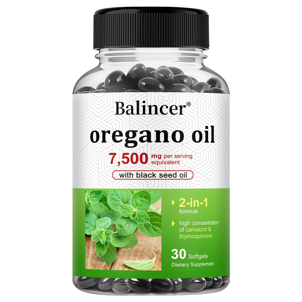 Oregano Oil 7,500 Mg, with Black Seed Oil for Immune Health