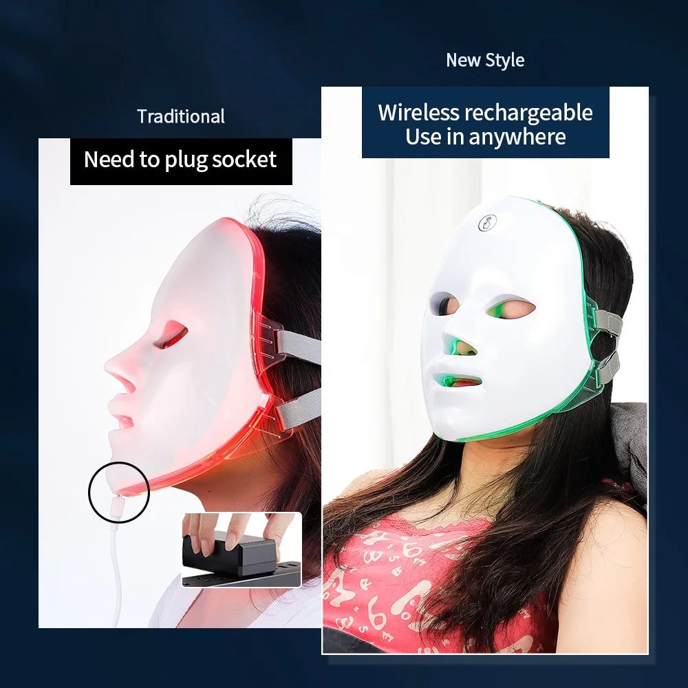 Rechargeable Facial LED Mask 7 Colors LED Photon Beauty Mask