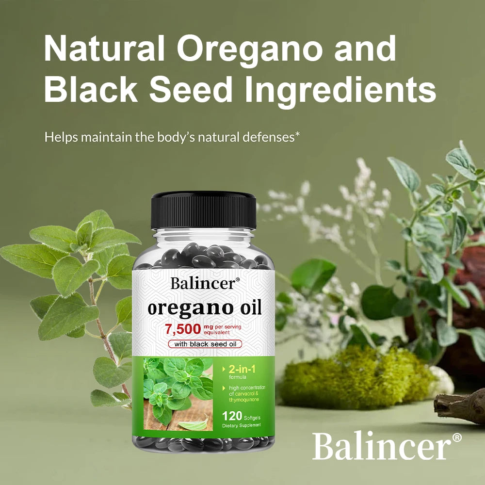 Oregano Oil 7,500 Mg, with Black Seed Oil for Immune Health