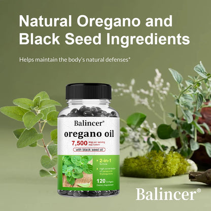 Oregano Oil 7,500 Mg, with Black Seed Oil for Immune Health