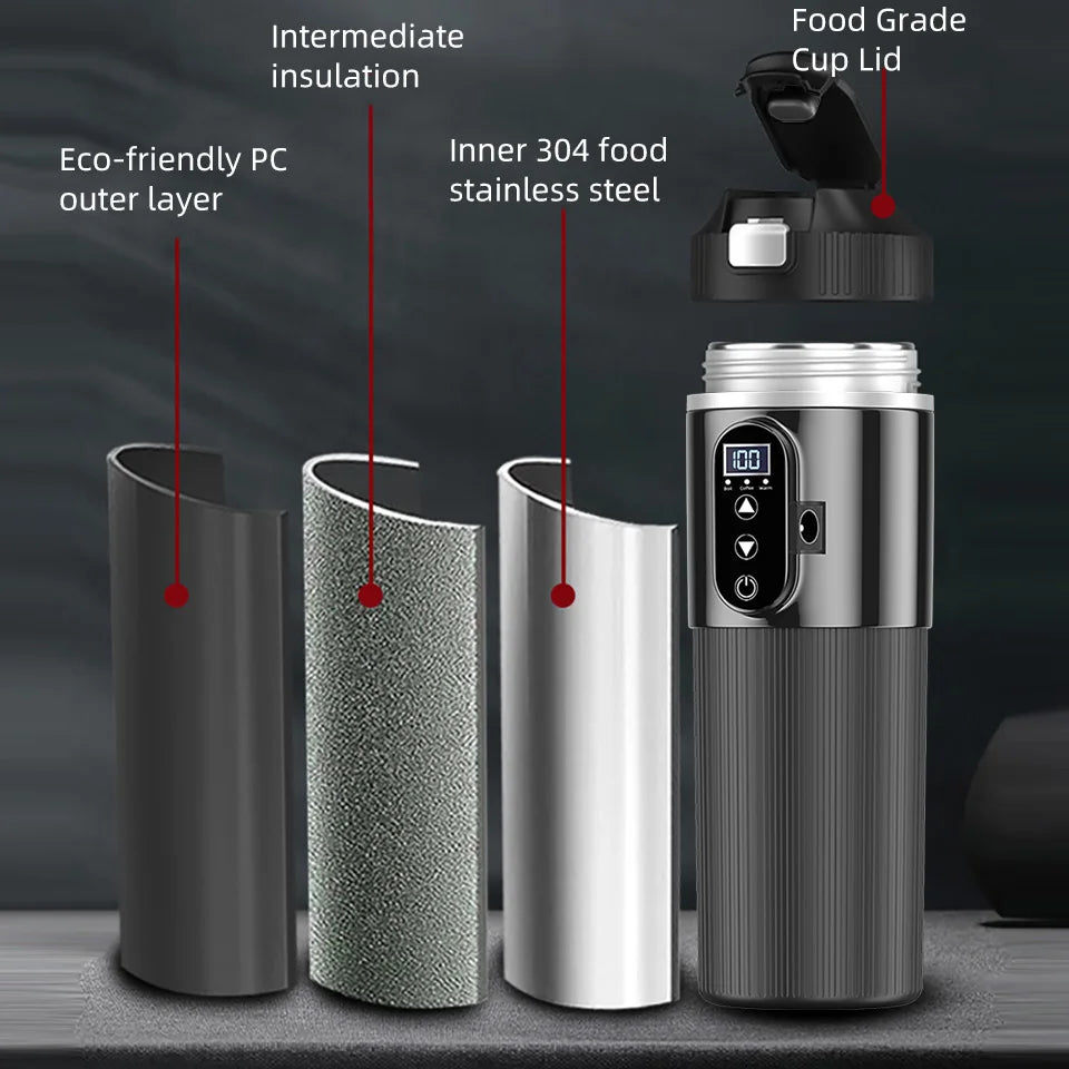 12V/24V 500ML Electric Heating Cup Kettle 304Stainless