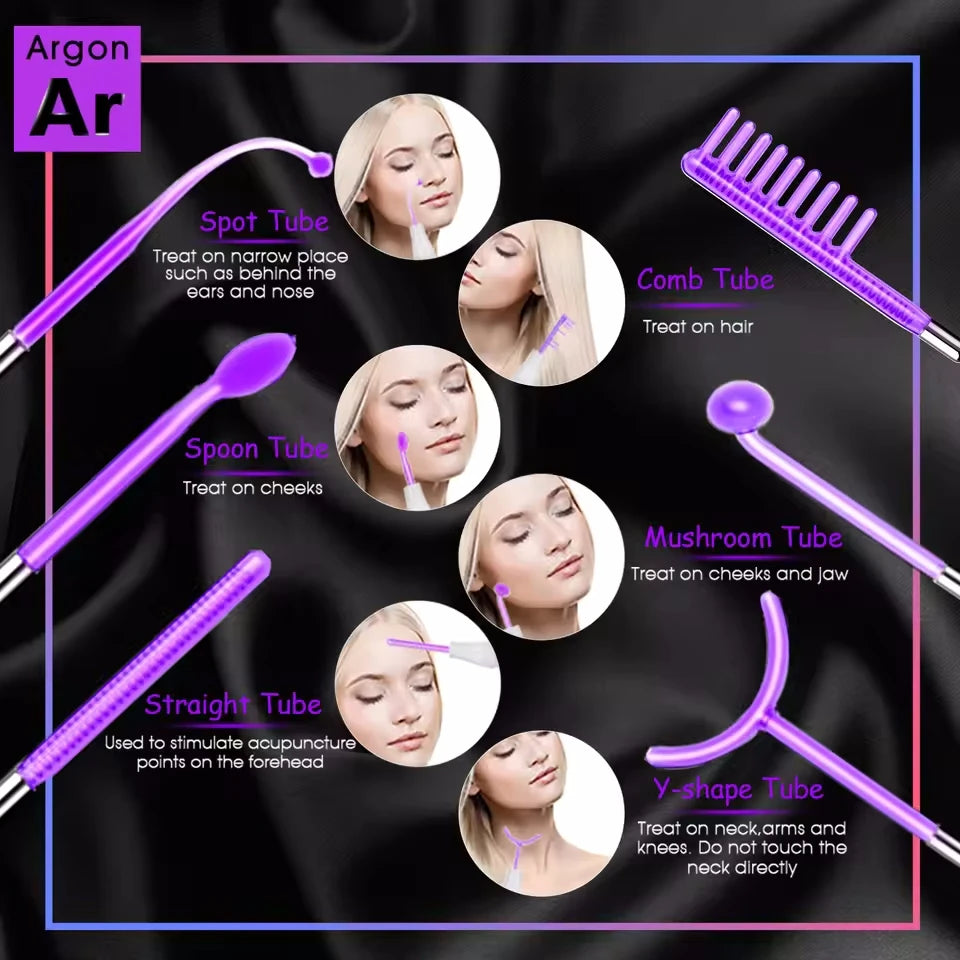 6 in 1 Touch Panel High Frequency Facial Machine Electrotherapy Wand