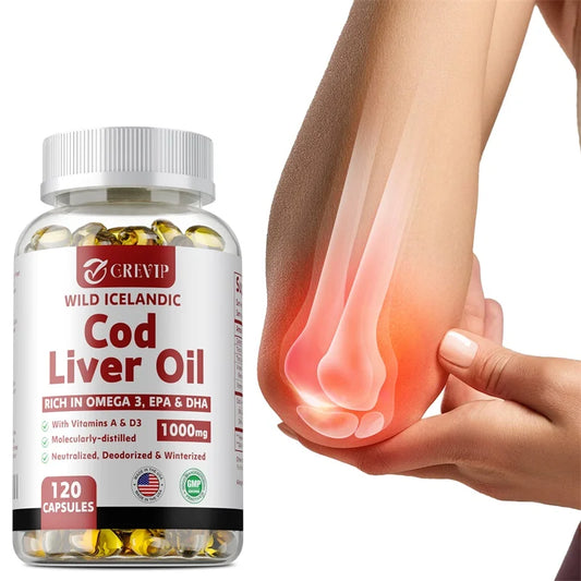 Cod Liver Oil Capsules Vitamins A & D and DHA Support